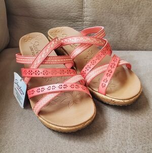 NWT Skechers Beverlee Vegan Wedge Strappy Sandals - Tiger Posse Size 8.5 Pink